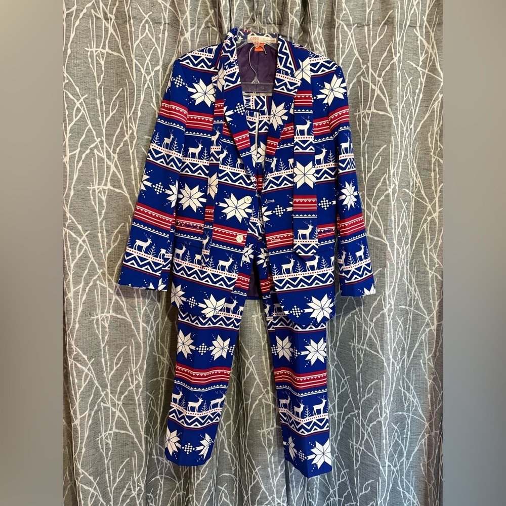 OppoSuits Blue and White Holiday Suit size 36​